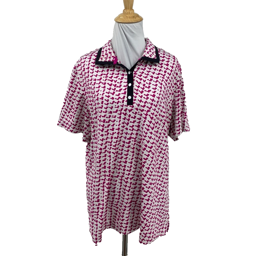 Tail Polo Shirt Womens XL Extra Large Printed Snap Button Short Sleeve Golf